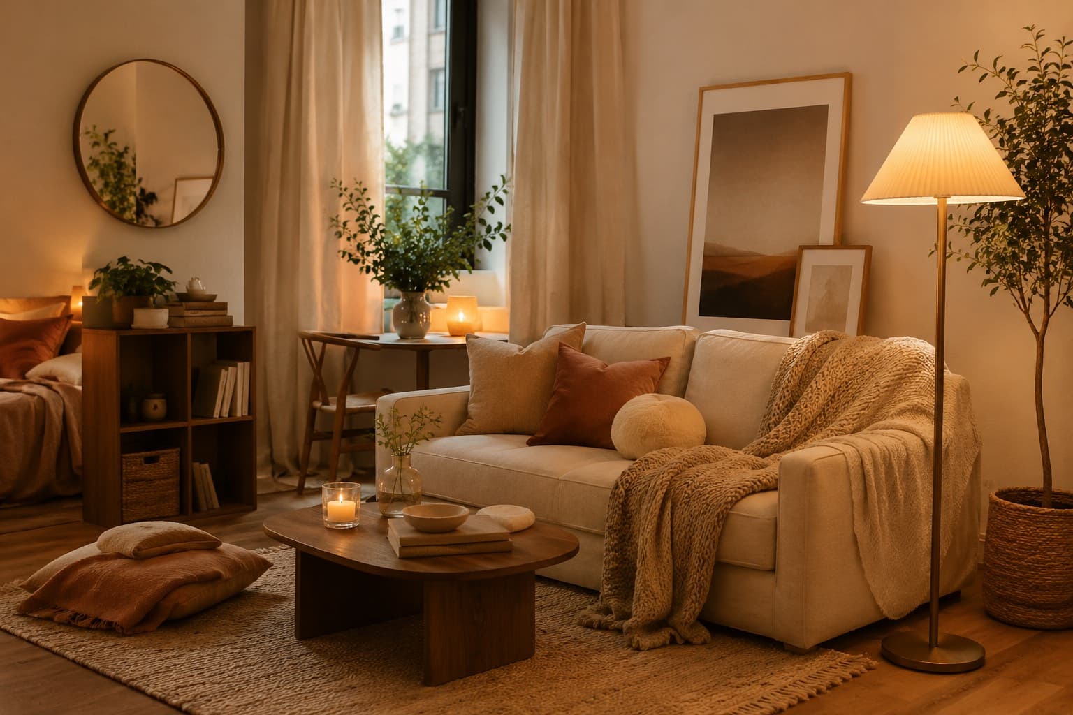 Rental flat living space: a warm restyled room example
