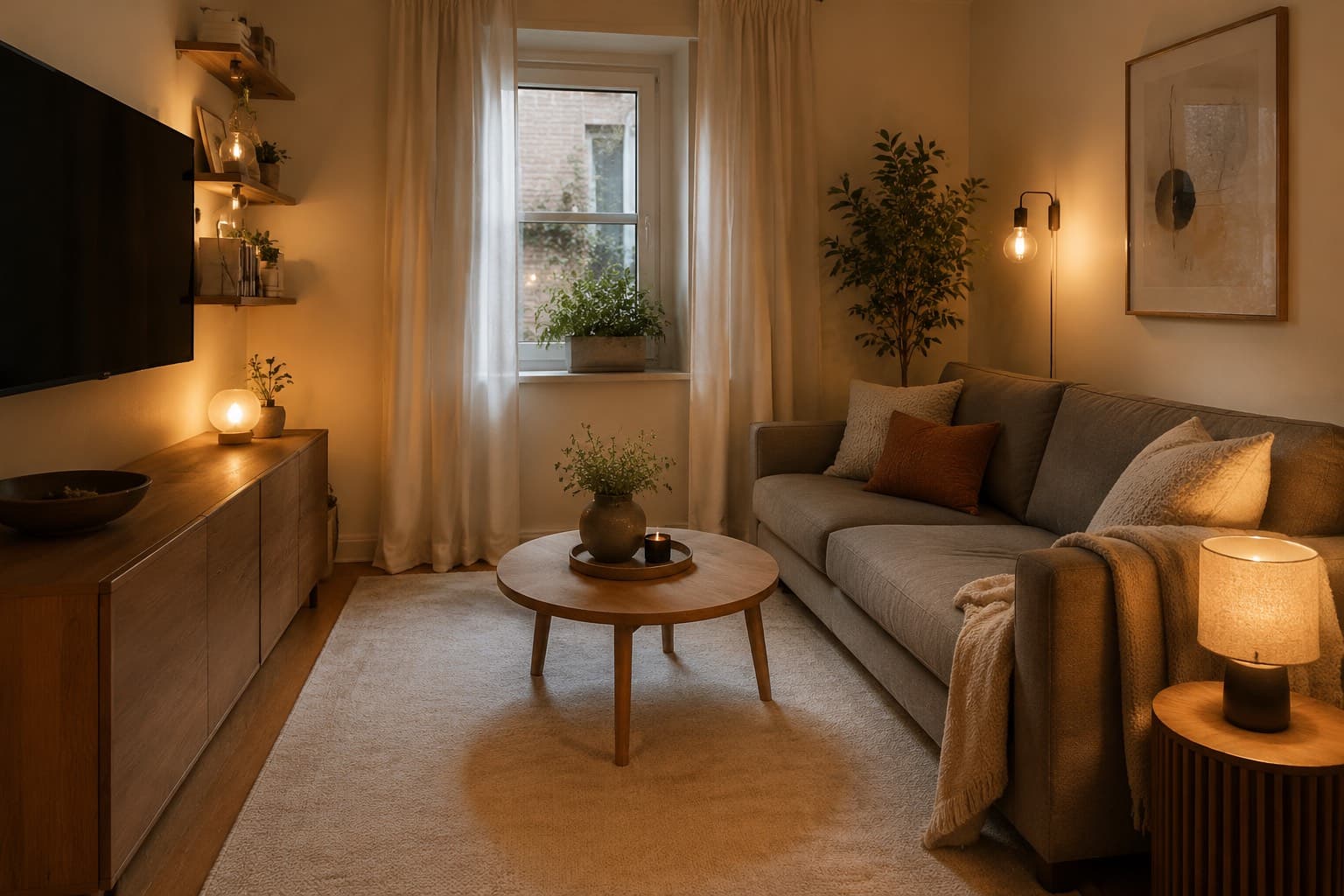 Small north-facing living room: a warm restyled room example